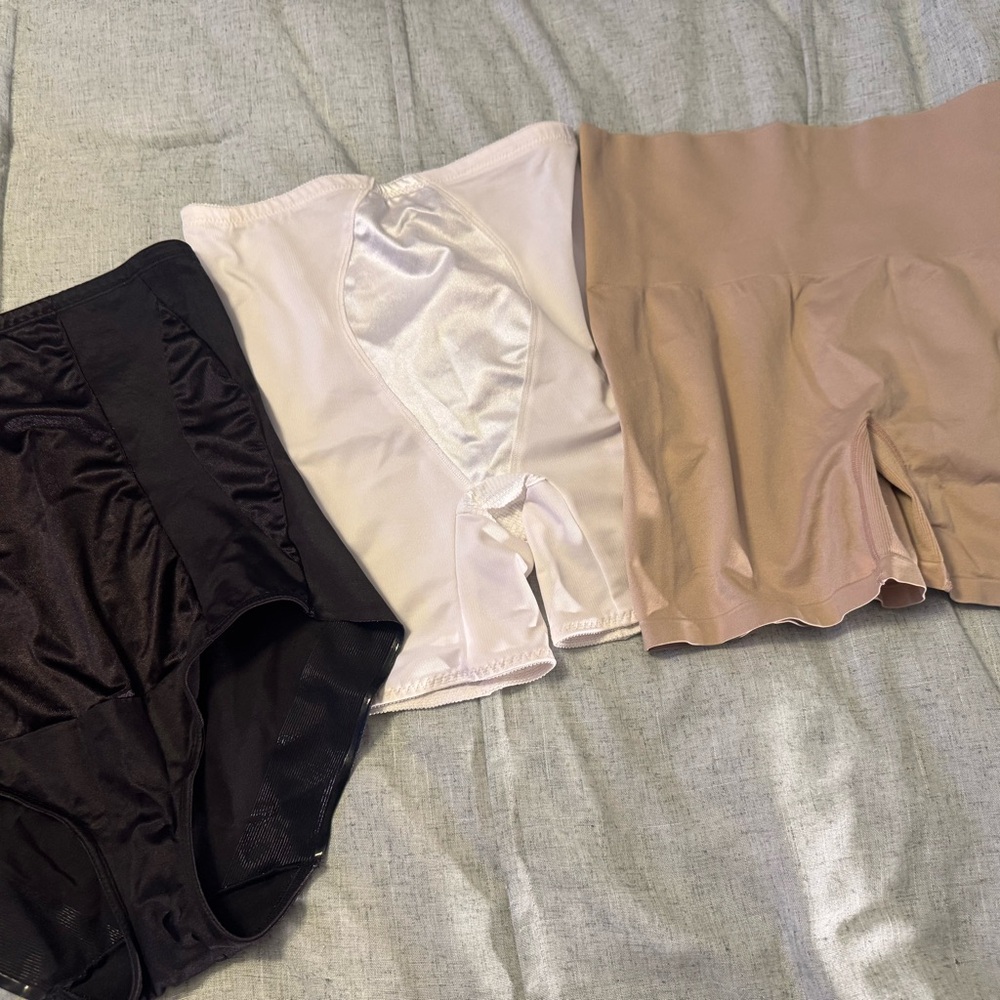 3 pair Shapewear Tummy Girdles (white, black, Tan) 2XL Shorts